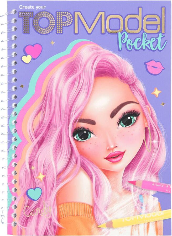 TOPModel Kleurboek Pocket Meisjes 13 X 17 5 Cm Roze 2-delig