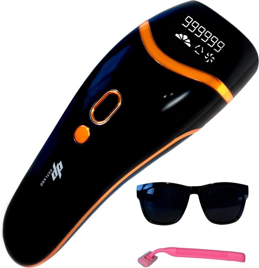 DEPLAND IPL Laser Ontharingsapparaat Laser Ontharingsapparaat 999.999 Flitsen Voor mannen en vrouwen 5 verschillende standen Langdurig haarvrij IPL Ontharingsapparaten Ontharen voor thuis Beschermbril Scheermes
