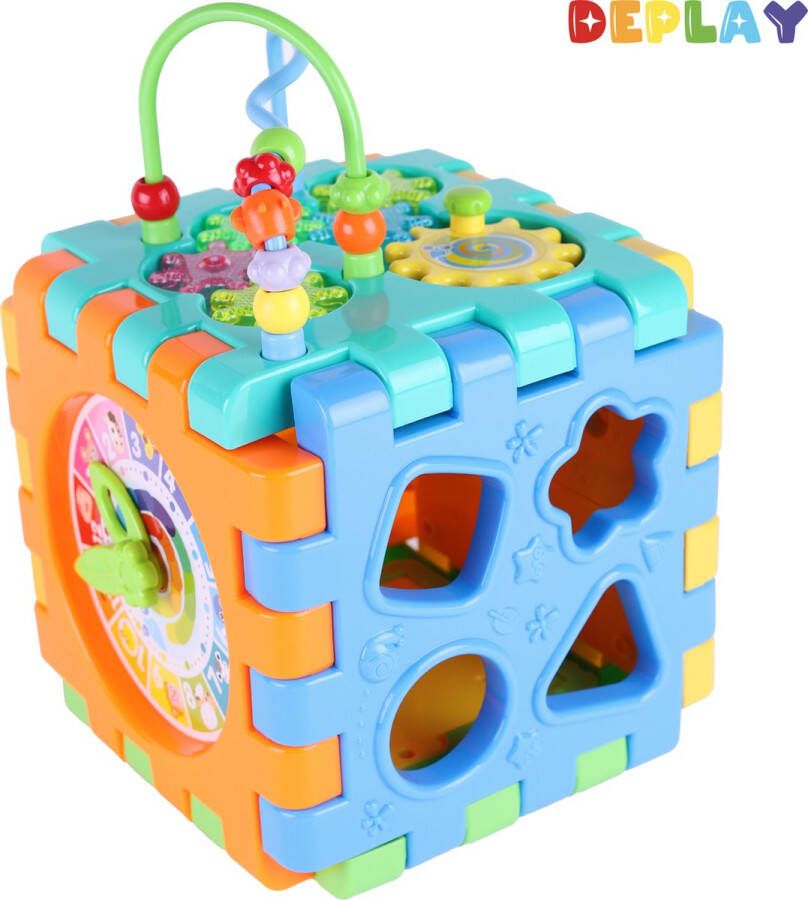 DEPLAY 6-in-1 Activiteiten Kubus Activity Center Baby Speelgoed Educatief Blokkendoos Piano Rammelaar 6 Speelvlakken Inclusief Batterijen