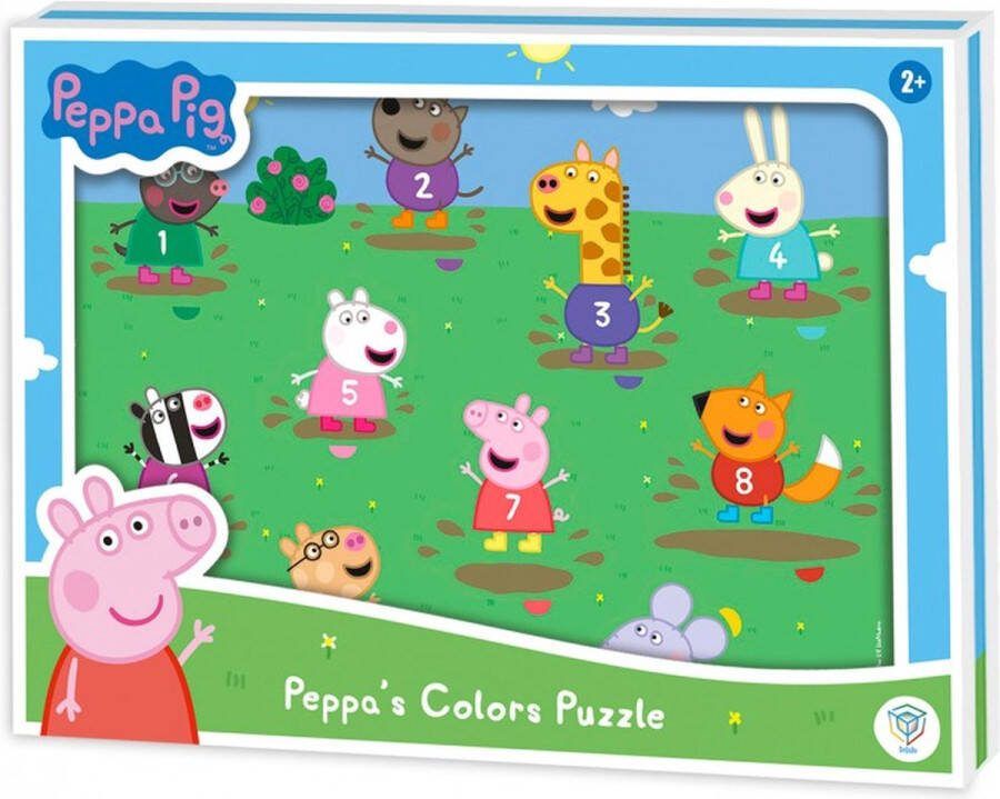 DeQUBE Peppa Pig FSC Houten Puzzel 10 Stukken Vormenpuzzel met Kleuren Vanaf 2 Jaar