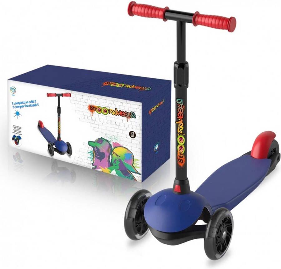 DeQUBE Step met 3 Wielen Streetwheels Kinderstep Inklapbaar Met Lichtgevende Wielen Blauw