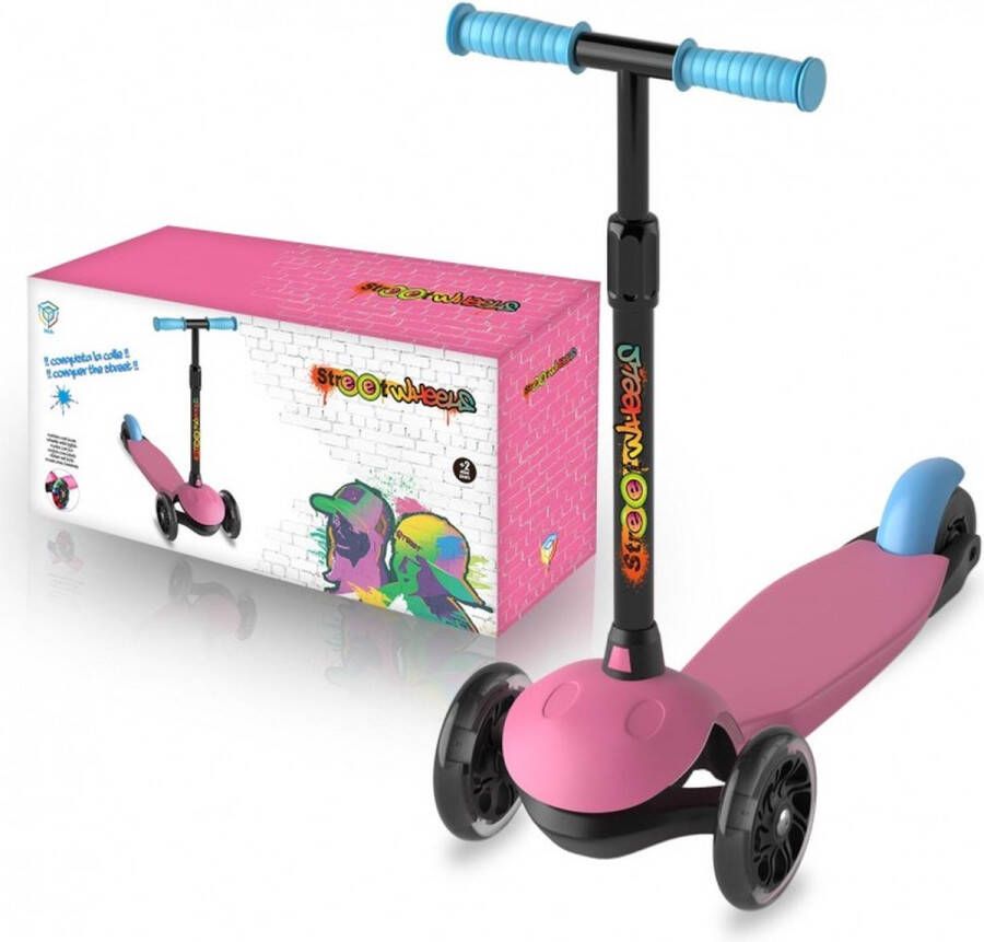 DeQUBE Step met 3 Wielen Streetwheels Kinderstep Inklapbaar Met Lichtgevende Wielen Roze