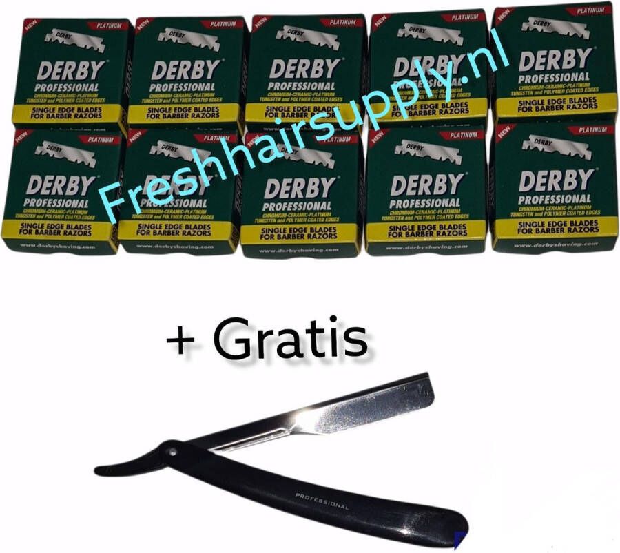 Derby Voordeelverpakking professioneel scheermesjes single edge ( 10x100 mesjes) 10 pakjes van 100 mesjes + Gratis Klapmes