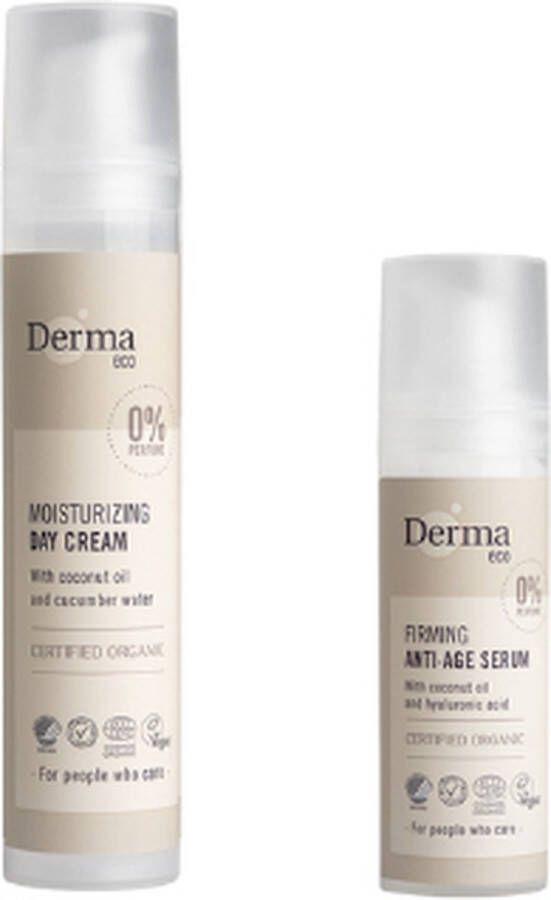 Derma Eco Anti-aging Duo Dagcrème + Anti-aging Serum Parfumvrij Veganistisch Hyaluronzuur AllergyCertified