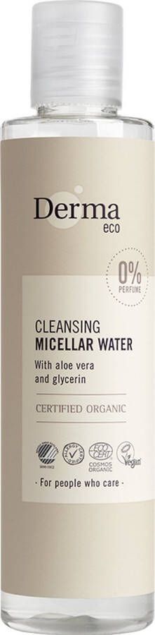 Derma Eco Make-up Remover Reinigingswater 200 ML Parfumvrij Veganistisch Gezichtsverzorging Hypoallergeen