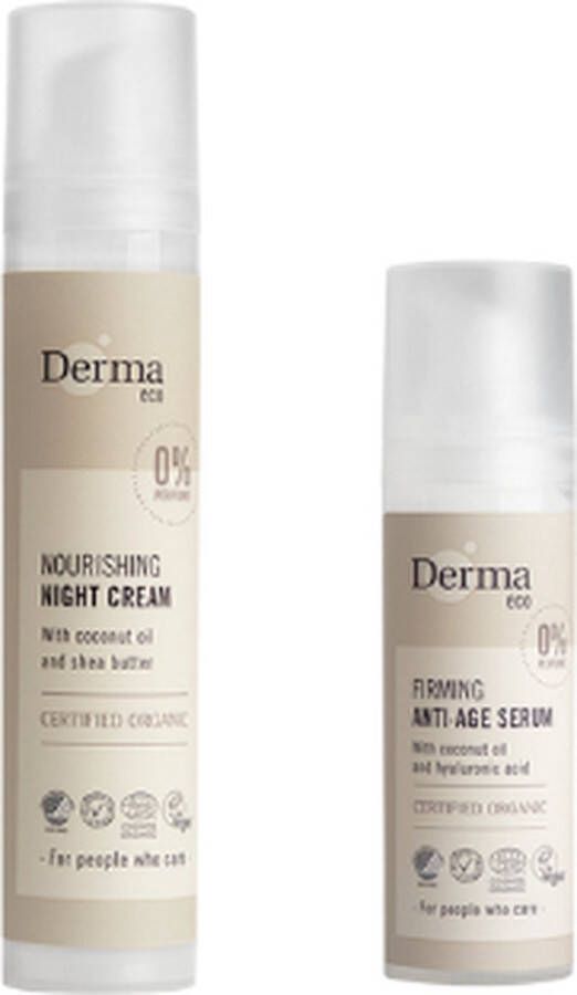 Derma Eco Nachtcrème + Anti-aging Serum 2-delige set Hypoallergeen Veganistisch Verjongende huidverzorging