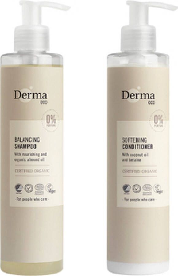 Derma Eco Shampoo Conditioner 250 ML Parfumvrij Vegan Hydraterend Glanzend haar