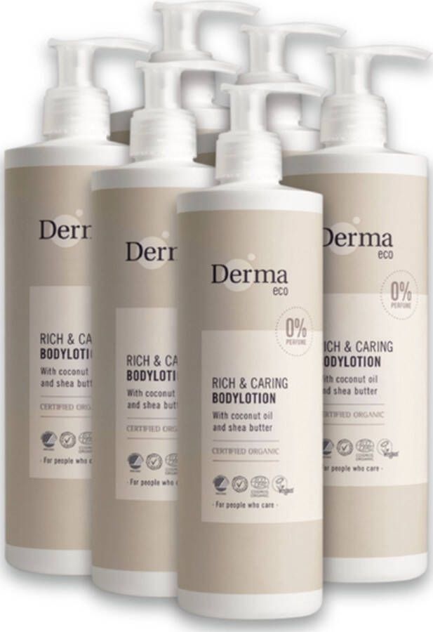 Derma Eco Hypoallergeen Bodylotion Voordeelverpakking 6 x 400 ML Veganistisch Nordic Swan Label Allergievrij