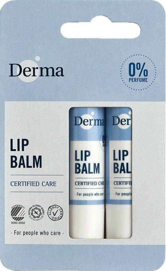 Derma family Lippenbalsem 2 stuks Parfumvrij Veganistisch Hypoallergeen Allergy Certified