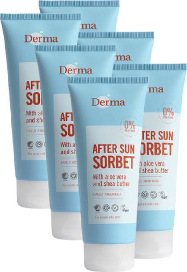 Derma Sun After sun Sorbet Aloë Vera 6 x 200 ML Voordeelverpakking 0% parfum