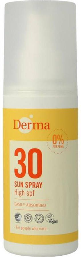 Derma Eco Sun SPF30 Zonnespray 150 ML Allergie Geurvrij Zonbescherming voor Gevoelige Huid