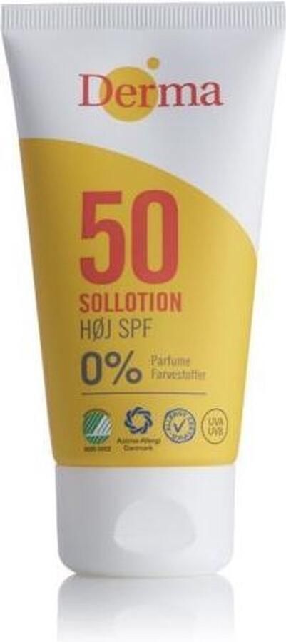 Derma Sun Zonnebrand lotion SPF50 100 ML Allergie & geurvrij Huidverzorging UVA- en UVB-bescherming Hydraterend