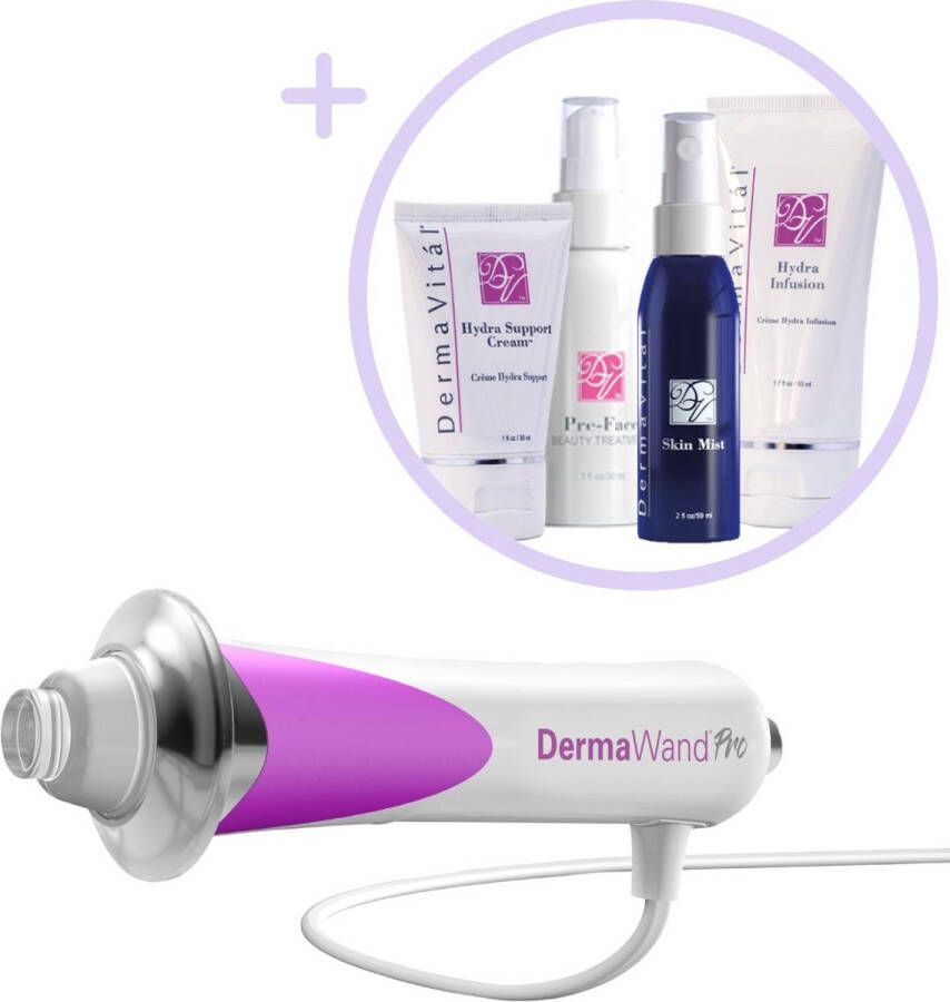 Derma Wand DermaWand PRO Huidsverzorgingsapparaat Anti-aging Microdermabrasie Apparaat Inclusief 4-delige set Gezichtsverzorging en van DermaVital Huidsimulatie Gezichtsmassage Vermindert Oneffenheden en Rimpels