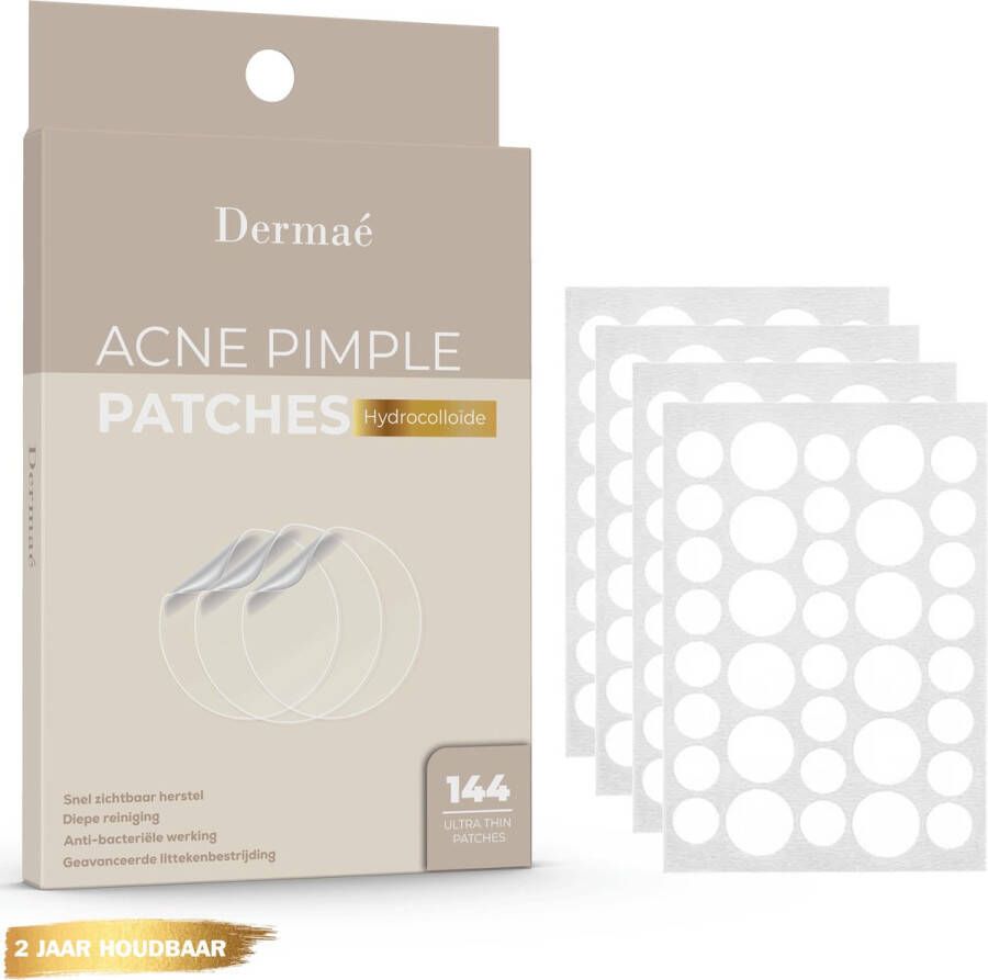 Dermaé Pimple patch Acne patch Puisten Patches Verwijdert Mee-eters Acne en Puistjes Geschikt voor 6 verschillende type Acne 144 Patches