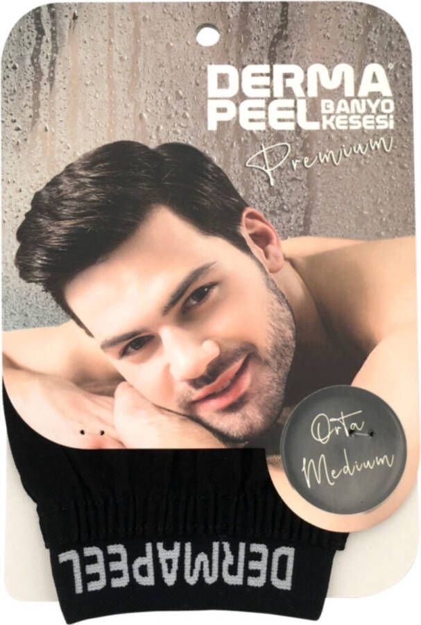 Dermapeel Premium %100 Pure Silk Bath Mitt Exfoliating Glove Voor Hele Lichaam Medium Voor Mannen Douchehandschoen Bath Scrubber Massage handschoen badspons Glove hammam peeling scrub spa douche bad Zwart