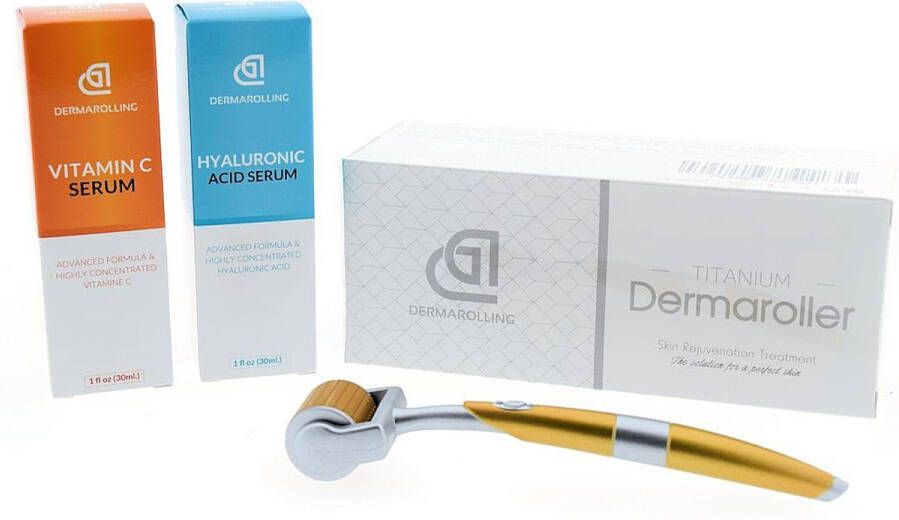 Dermarolling Dermarollerset 1 Titanium Derma roller 0.5mm | Complete dermaroller set om direct mee aan de slag te gaan.