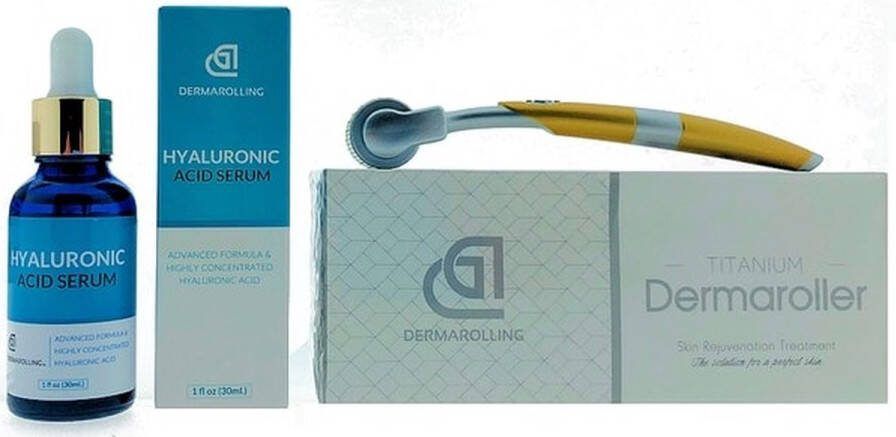 Dermarolling Titanium Dermaroller 1.0mm Inclusief 30ml. 360Care Hyaluronzuur serum