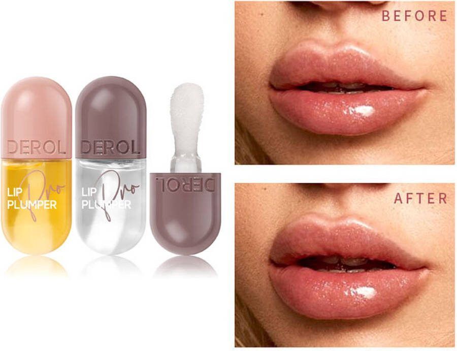 Derol Lip Plumper Pro ( Dag & Nacht ) Lip plumper Natuurlijke Lip Plumpers Lip Filler Lipgloss Lip Maximizer (Met verbeterde formule)