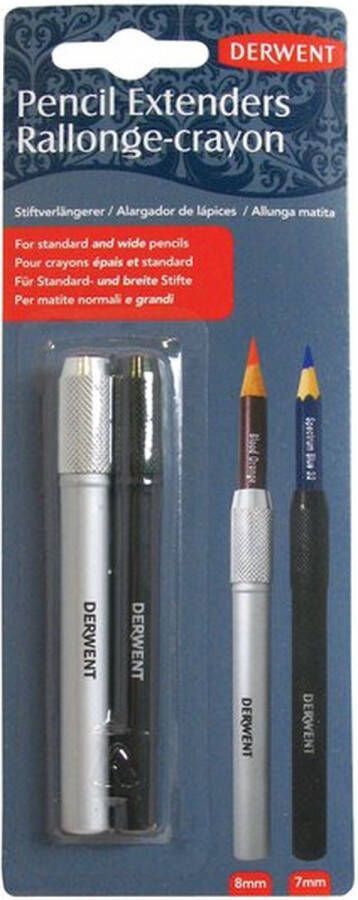 Derwent Potloodverlengers 2 Formaten Geschikt voor Pennen met een Diameter van 7 Millimeter en 8 Millimeter Professionele Kwaliteit Set van 2 Stuks