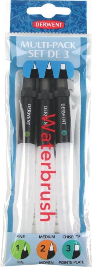 Derwent Waterbrush Verschillende Maten 3 Aqua Penselen