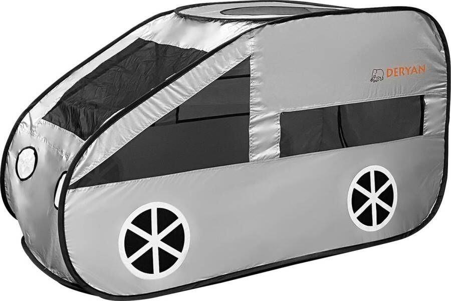 Deryan Luxe Pop up Auto Speeltent Ballenbak Met 60 gekleurde ballen Zilver