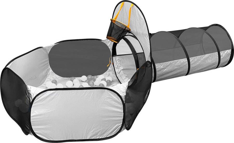 Deryan Luxe Pop Up Kindertent Speeltent voor Kinderen Basketbal Ballenbak met 45 ballen Zilver