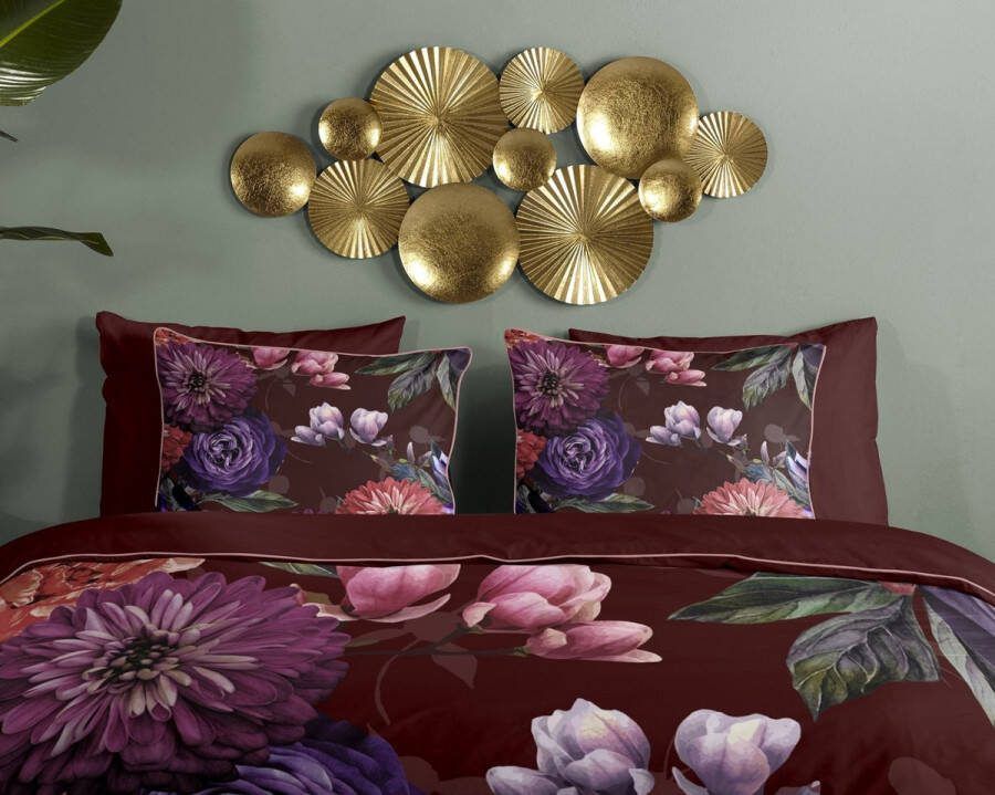 Descanso Tweezijdig te gebruiken overtrekset Bloomie Katoen Satijn 135x200 Bies Rits Omkeerbaar Bloemen