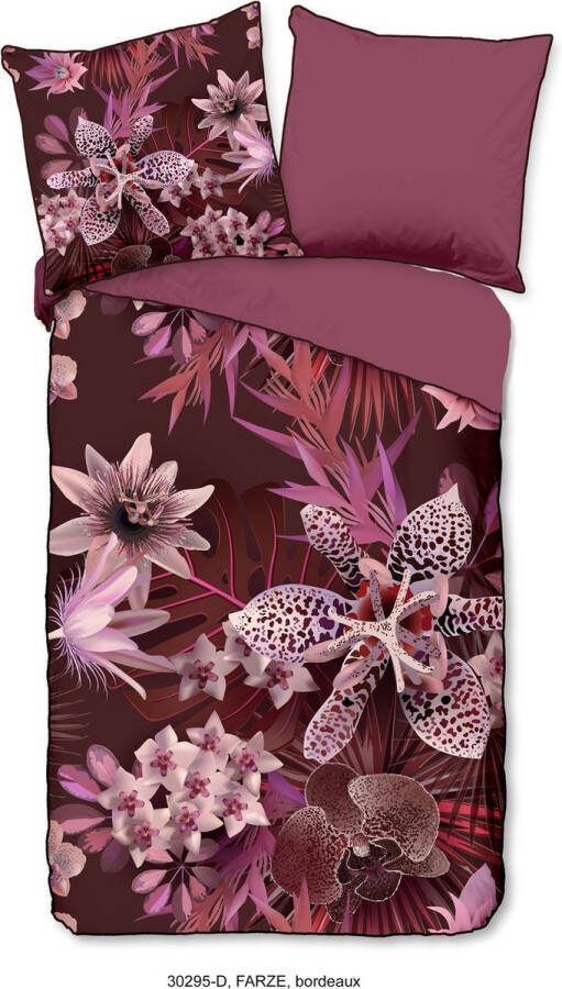 Descanso Tweezijdig te gebruiken overtrekset Farze Katoen Mako-satijn 135x200 Bies Rits Omkeerbaar Bloemen