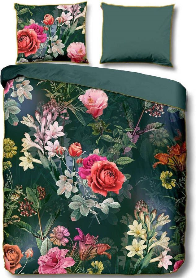 Descanso Simone dekbedovertrek 1-persoons (140x200 220 cm + 1 sloop) Katoen satijn Groen