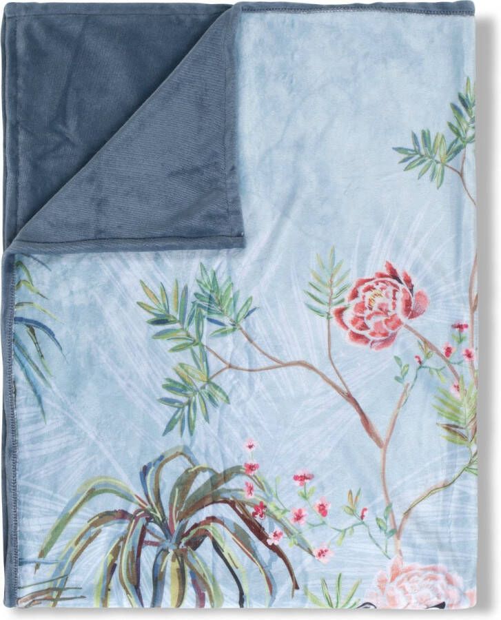 Descanso Plaid Yasmin Zeer zacht knuffeldeken woondeken 130x160 cm omkeerbaar turquoise