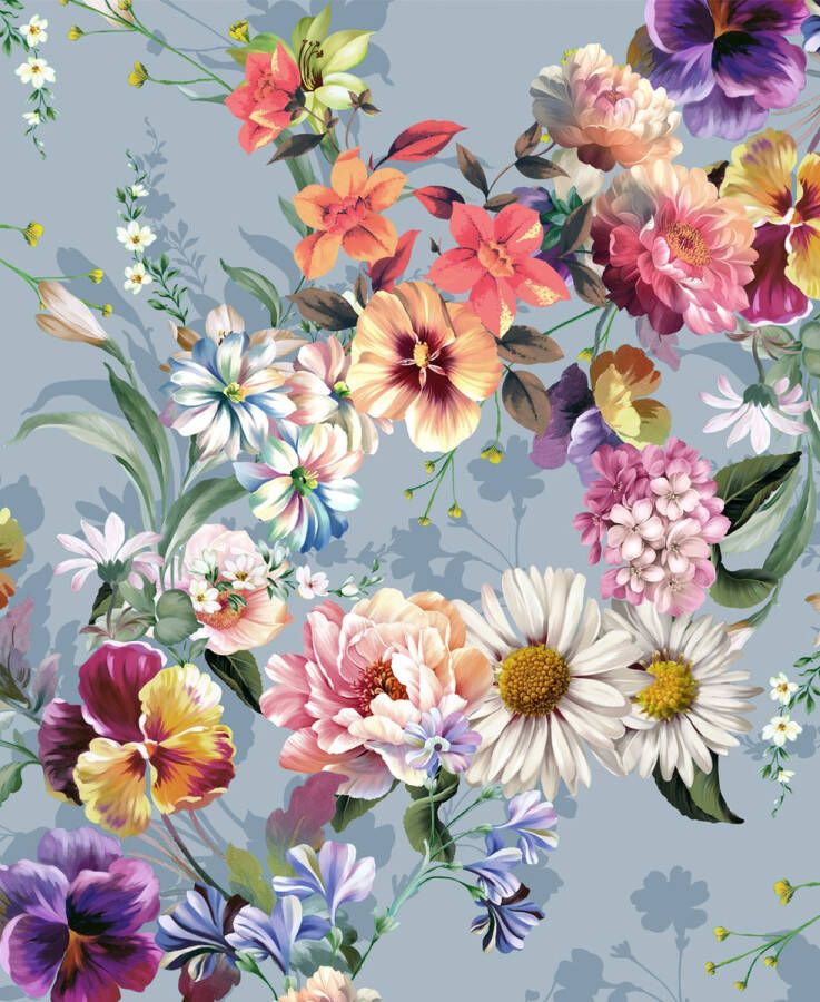 Descanso Plaid NOVARA Zeer zacht knuffeldeken 130x160 cm omkeerbaar bloemen grijs