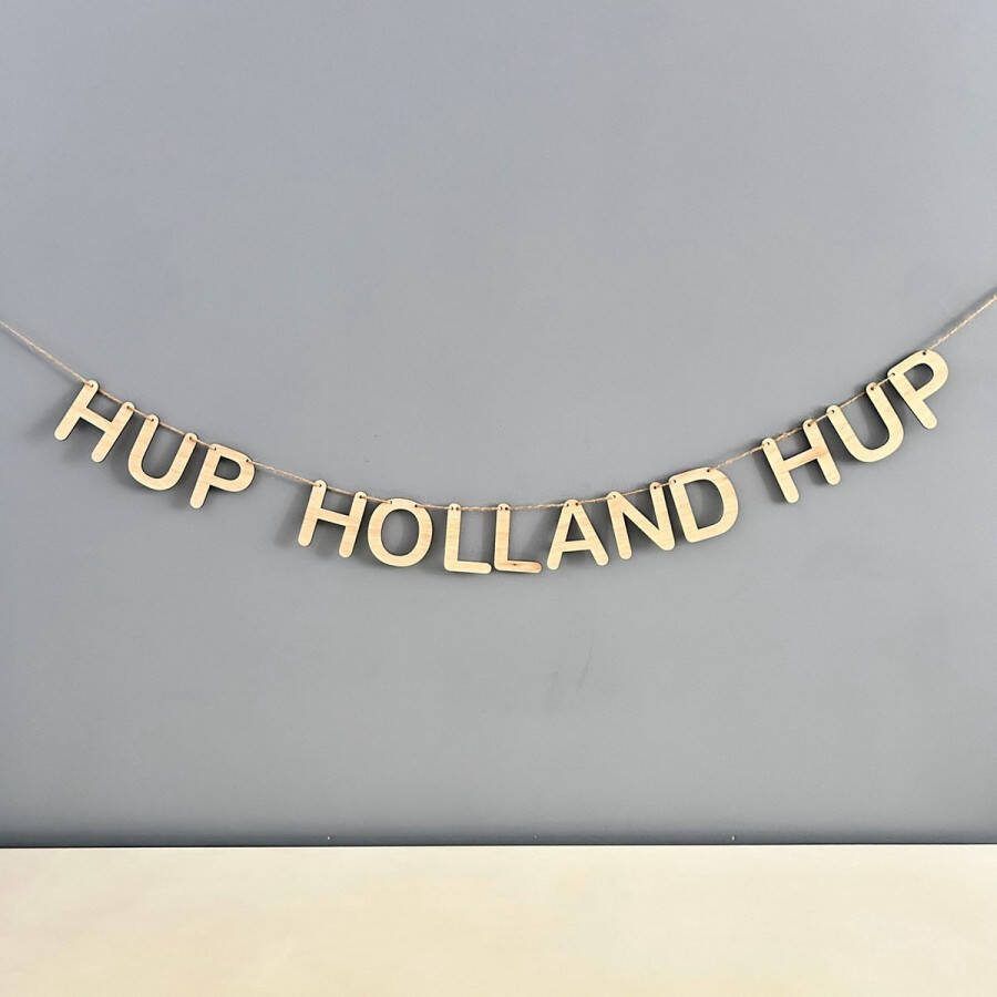Design407 Houten Slinger Hup Holland Hup Voetbal EK WK Raamdecoratie Oranje Nederlands Elftal Nederland Slingers Decoratie