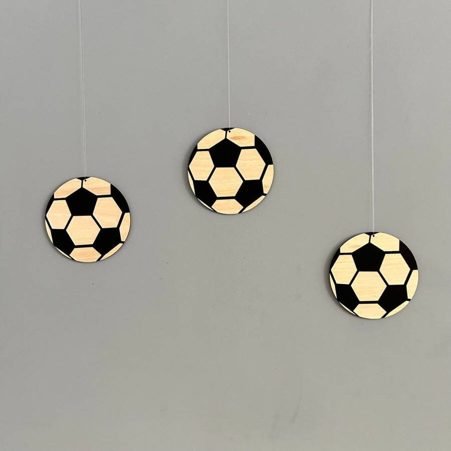 Design407 Houten Voetballen set 3 stuks Doorsnede 20cm Voetbal EK WK Raamdecoratie Oranje Nederlands Elftal Nederland Slingers Decoratie