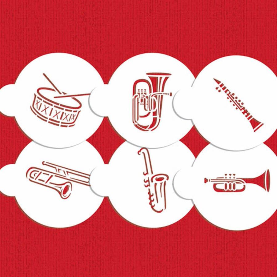 Designer Stencils Sjablonen Fanfare Marching Band Instruments Cookie Stencil Sjablonen Muziekinstrumenten
