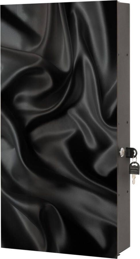 Designglas Badkamerkast Medicijnkast Badkamerkast hoog- Hangend Hangkast Gehard glas 31x61cm Zwart gordijn