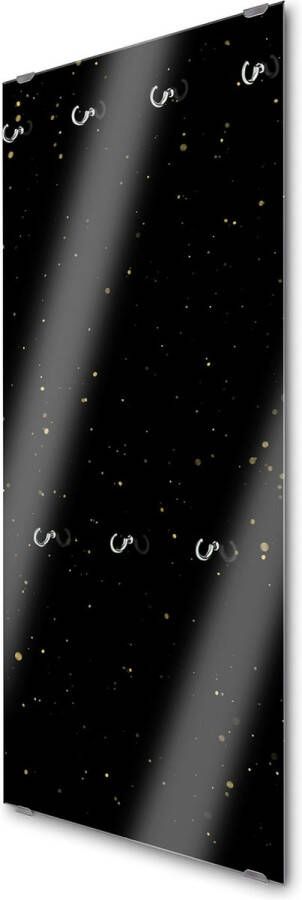 Designglas Wandkapstok – Kapstok – Wandkapstok – Hangend – Garderoberek – Muurkapstok Gehard glas – Handdoekrek – Muurdecoratie Stijlvol Gehard glas 7 Haken Gouden confetti- 50x125cm