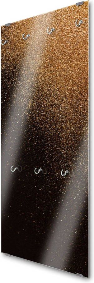 Designglas Wandkapstok – Kapstok – Wandkapstok – Hangend – Garderoberek – Muurkapstok Gehard glas – Handdoekrek – Muurdecoratie Stijlvol Gehard glas 7 Haken Gouden glitters- 50x125cm