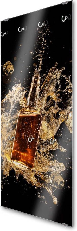 Designglas Wandkapstok – Kapstok – Wandkapstok – Hangend – Garderoberek – Muurkapstok Gehard glas – Handdoekrek – Muurdecoratie Stijlvol Gehard glas 7 Haken Whiskey splash- 50x125cm