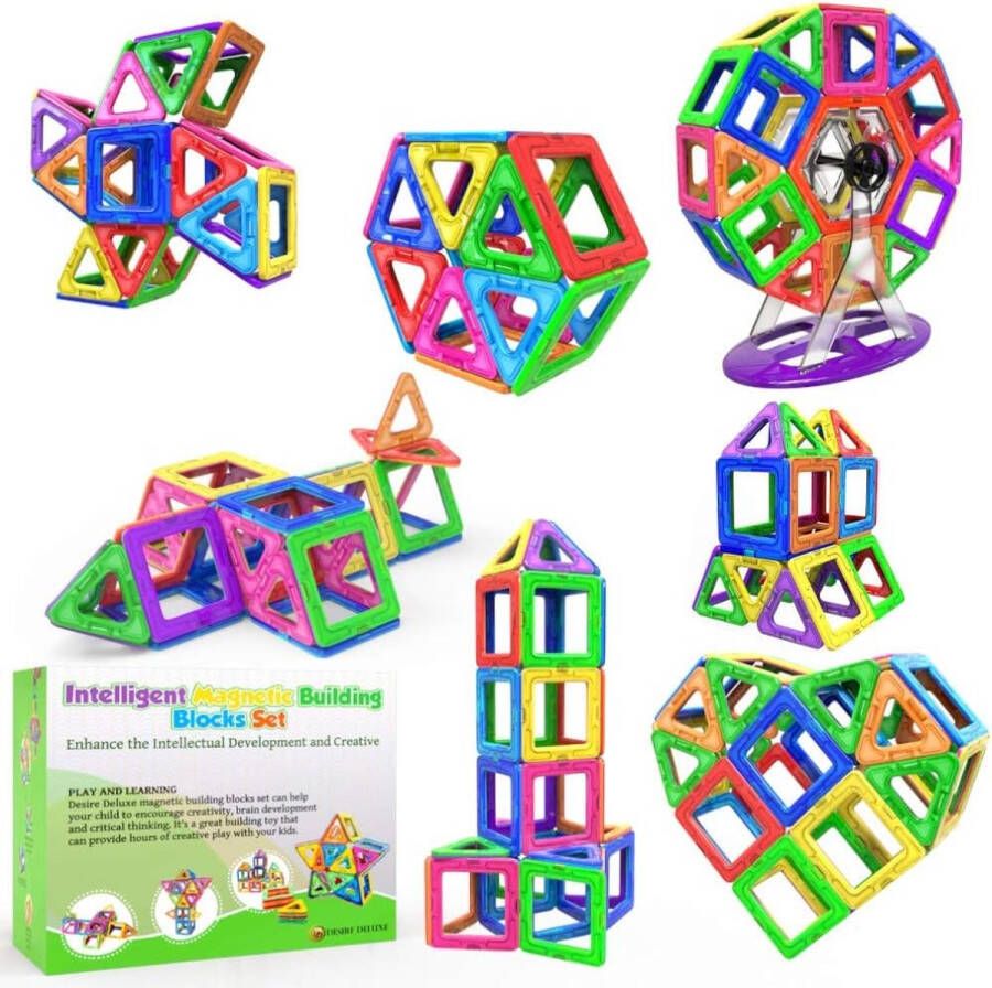 Desire Deluxe Montessori Magnetische bouwstenen 94-delige constructie bouwblokken speelgoed voor kinderen vanaf 2 3 4 5 6 7 8 jaar educatief speelgoed voor meisjes en jongens pedagogisch
