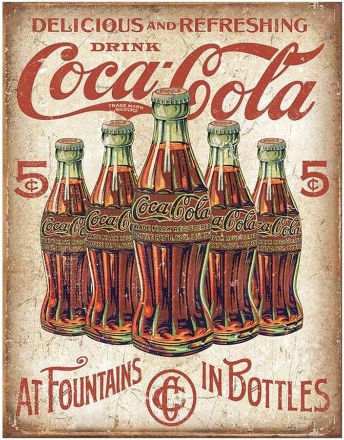 Desperate Enterprises Metalen Coca-Cola Wandbord '5 bottles'