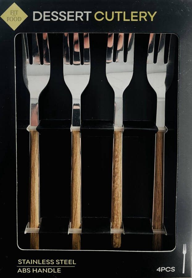 DESSERT CUTLERY 4X vorkjes gebaksvorkjes hout bruin
