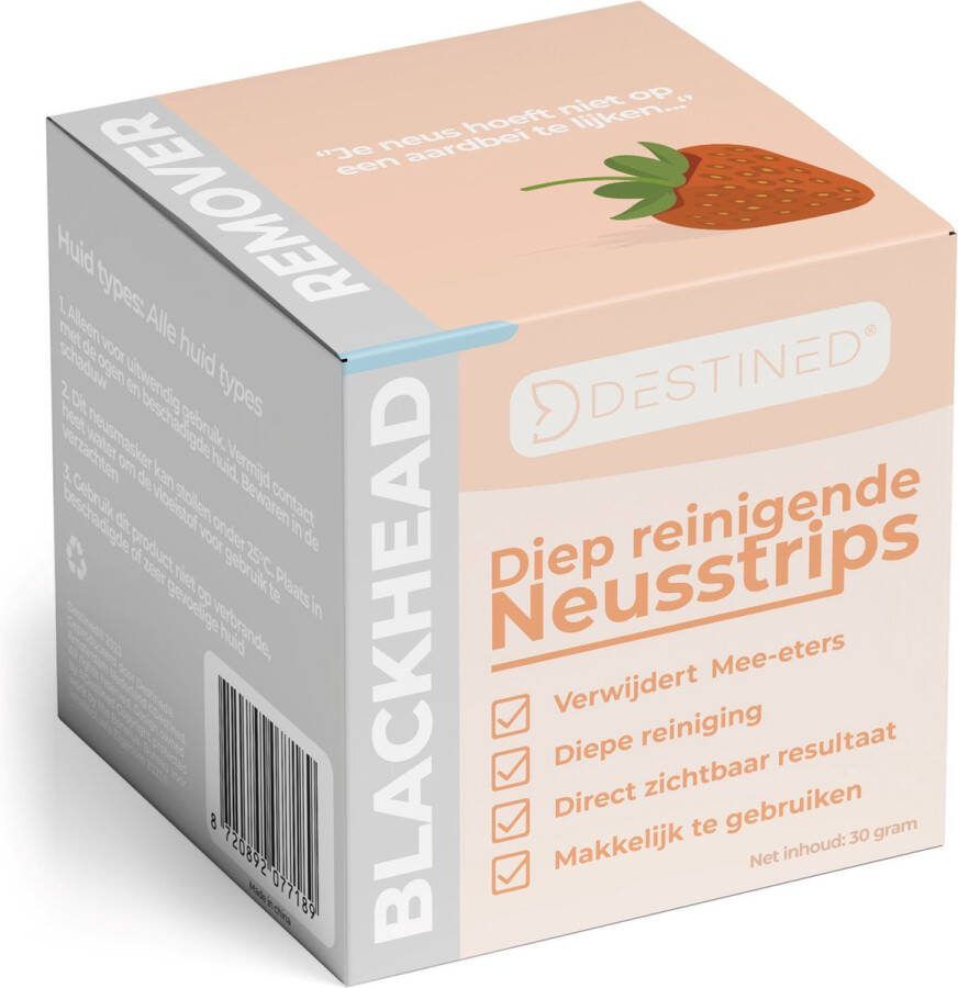 Destined Neusstrips Mee-eters verwijderen 60 stuks Neusstrips Blackhead remover Gezichtsmasker Peel off Masker Blackhead masker Pore strips Gratis E-Book