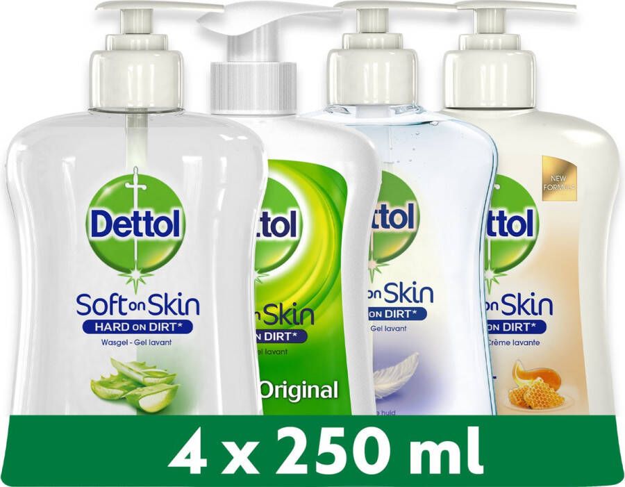 Dettol 1L Handzeep Antibacterieel Aloë Vera 1x250ml Original 1x250 ml Gevoelige Huid 1x250ml LHS care+ Honing Shea Droog 1x250 -Voordeelverpakking