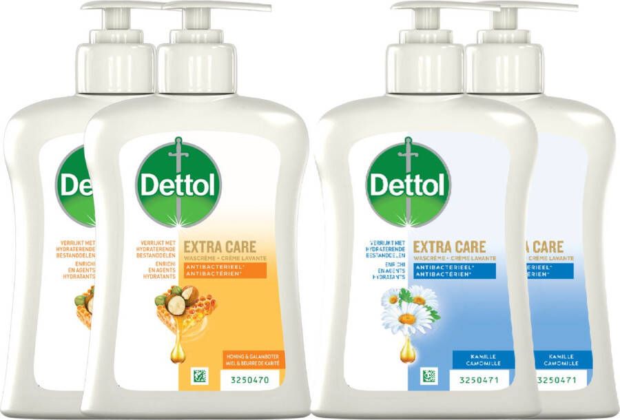 Dettol Extra Care Honey & Sheabutter 2x250ML Extra Care Chamomile 2x250ML Voordeelverpakking