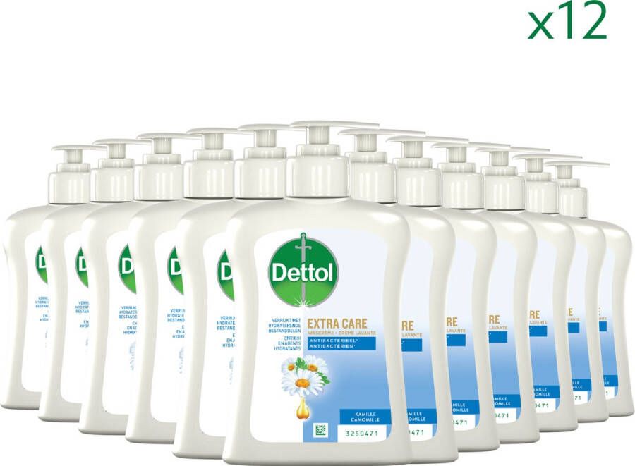 Dettol Handzeep Antibacterieel Extra Care Gevoelige en Normale Huid Lotus & Kamille 250ml x12 Voordeelverpakking