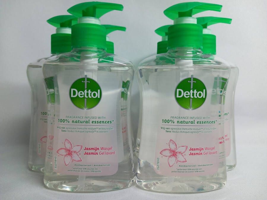 Dettol Handzeep Antibacterieel Jasmijn Geur Verrijkt met 100% natuurlijke oliën 250ML Voordeel Set 6 Stuks