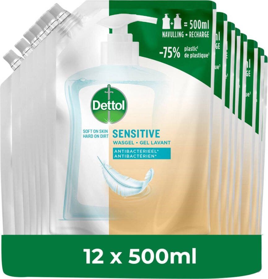 Dettol Handzeep Antibacterieel Navulling Sensitive 12x 500ML Voordeelverpakking