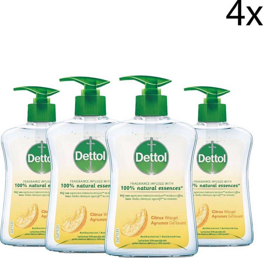 Dettol Handzeep Citrusgeur verrijkt met 100% natuurlijke oliën 250ML x4