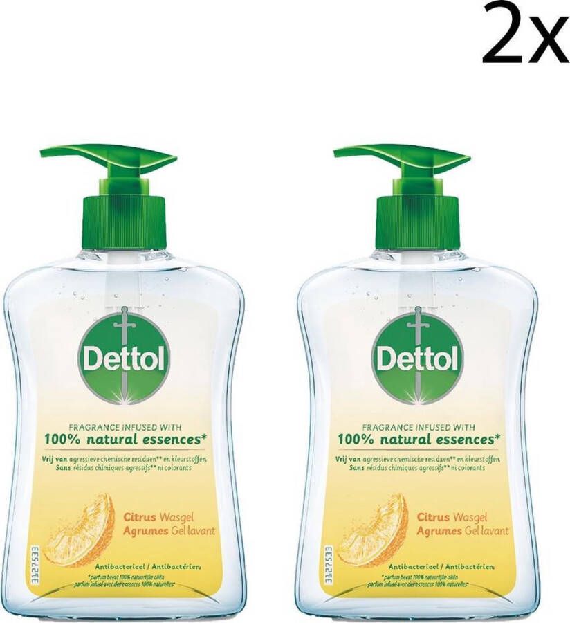 Dettol Handzeep Citrusgeur verrijkt met 100% natuurlijke oliën 250MLx2