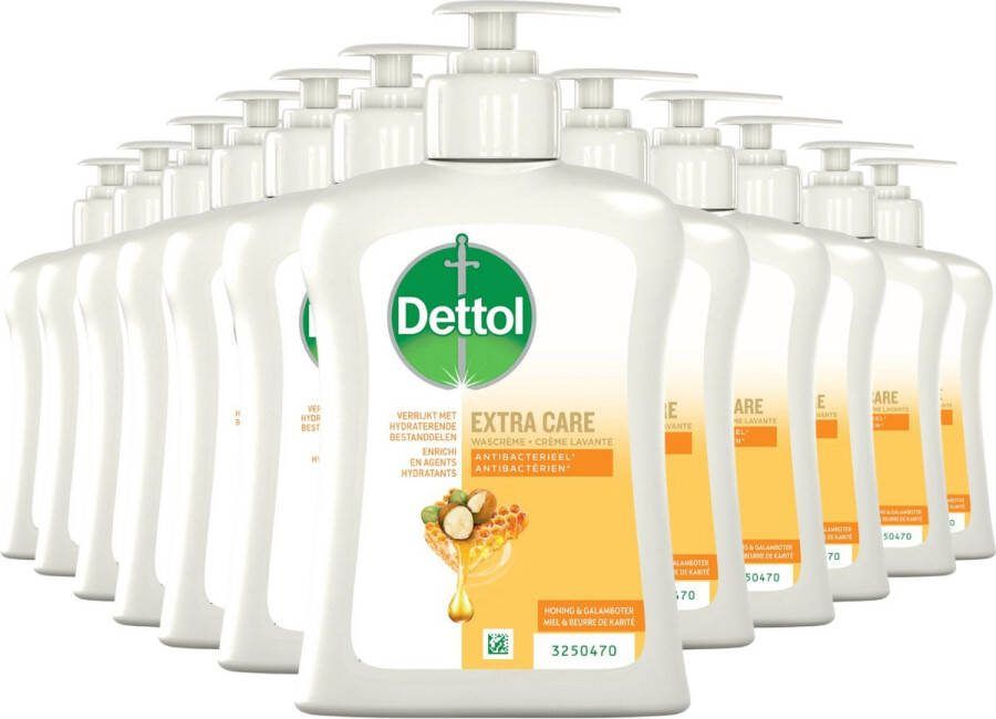 Dettol Handzeep Extra Care Droge en Normale Huid Honing & Galamboter 250ml x12